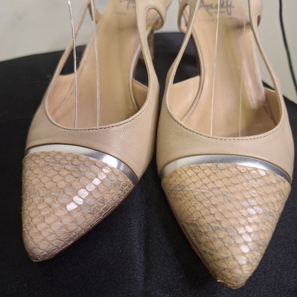 Elegant Tan and Silver Women's Heels
